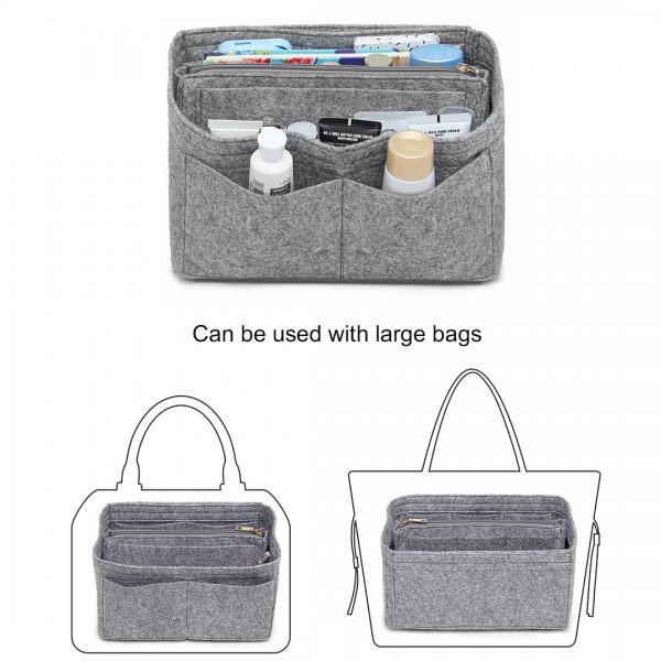 EB6932 - Kono Multi Compartment Handbag Organiser - Light Grey